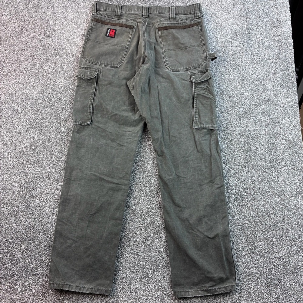 Wrangler Riggs Cargo Pants Mens 36x34 Olive Green Carpenter Ripstop Canvas - Picture 5 of 7